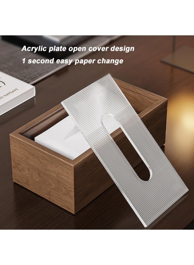 غطاء صندوق الورق الأنسجة الوجه، حامل صندوق الأنسجة الخشبية، موزع حالة الأنسجة الوجه، حامل الأنسجة المستطيلة للديكور المنزلي / المكتب / السيارة - Image 3